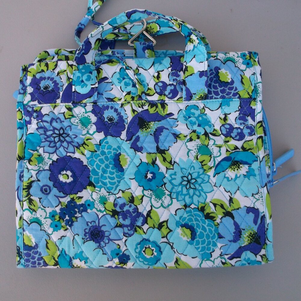 Vera Bradley Quilted Travel Organizer Bag – Blue & Green Floral, 4 Zippered Comp - Picture 3 of 6